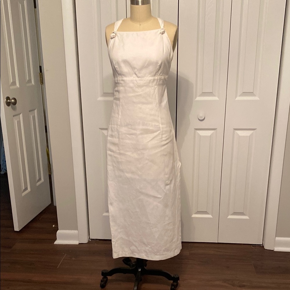 Escada Cream Halter Sheath Dress in Linen Vintage